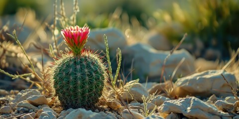 Poster - Eve s Pin Cactus Blooming in the Cypriot Sunlight with a Shallow Depth of Field