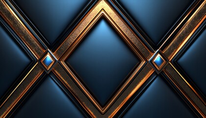 Wall Mural - Abstract Geometric Pattern with Gold and Blue Accents