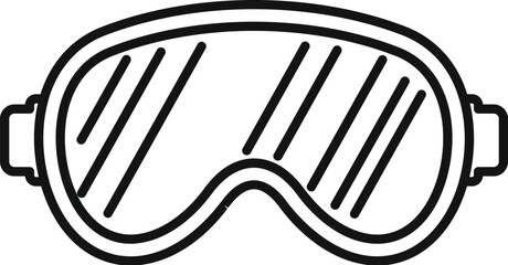 Poster - Black and white line art of ski goggles, protecting the eyes while skiing downhill, snowboarding, or having a snowball fight