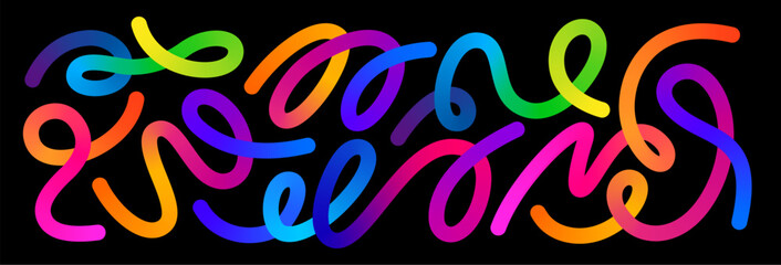 Fototapete - Color Gradient Lines Pattern. Abstract Vector Background with Curved Graphic Rainbow Gradient Shapes. Colorful Wavy Swirl Ribbons