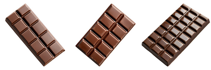 Wall Mural - Chocolate Bars with Smooth Surface Isolated on Transparent Background