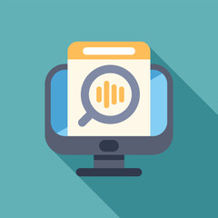 Wall Mural - this vector illustration shows the concept of voice search engine optimization with a magnifying gla