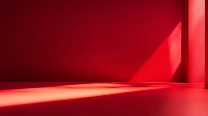 Poster - Red studio gradient background for product placement or website Copy Space horizontal composition : Generative AI