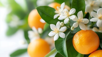 Neroli blossom flowers and buds isolated on white White bitter orange citrus flower bunch Fleur doranger bloom
Orange tree fragrant flower Beautiful flor de azahar : Generative AI