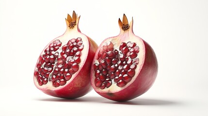 Poster - Pomegranate with cut in half isolated on white background : Generative AI