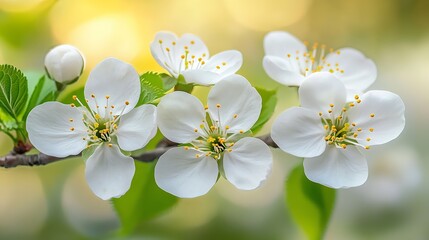 Poster - Prunus cerasus flowering tree flowers group of beautiful white petals tart dwarf cherry flowers in bloomGarden fruit tree with blossom flowers : Generative AI