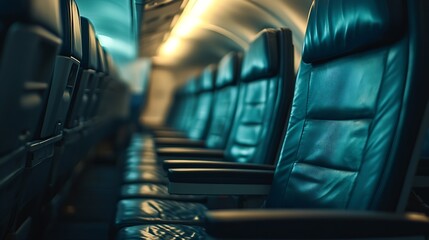 Poster - Empty airplane seats in the cabin economy class : Generative AI