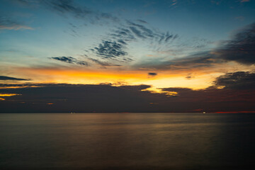 Sunset sky, Nature beautiful Light Sunset or sunrise over sea, Colorful dramatic majestic scenery sky,Amazing clouds and waves in sunset sky nature light cloud background