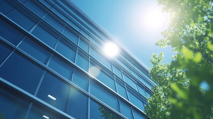 Poster - Modern business building in sunny day : Generative AI
