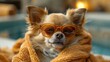 © Tuong - Chill Chihuahua: Relaxing in Spa with Bathrobe and Sunglasses