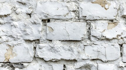 Leinwandbilder - Textured background of a newly built white brick wall with some cement stains : Generative AI