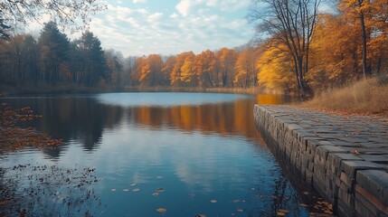 Canvas Print - Kaniv water reservoire in Ukraine : Generative AI