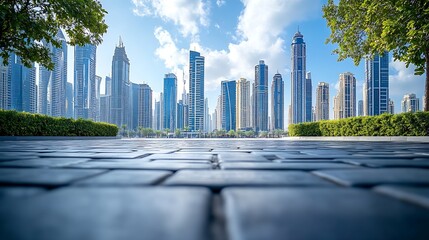 Wall Mural - City square and skyline with modern buildings background : Generative AI