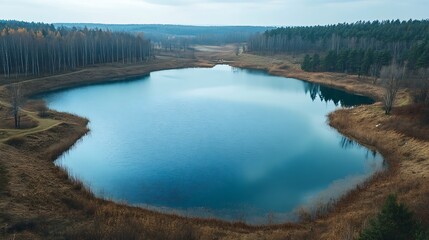 Canvas Print - Kaniv water reservoire in Ukraine : Generative AI