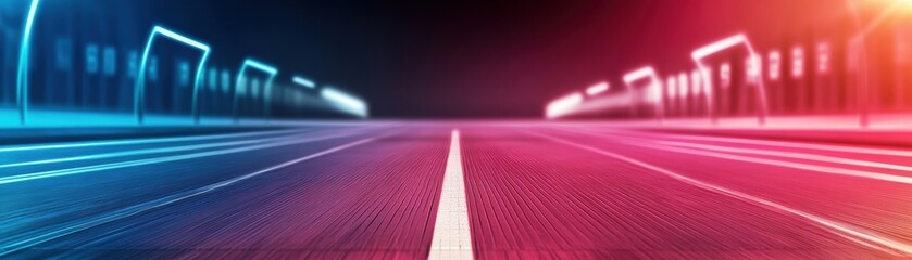 Wall Mural - digital sprint training, augmented reality hurdles, neon-lit track, advanced speed analytics