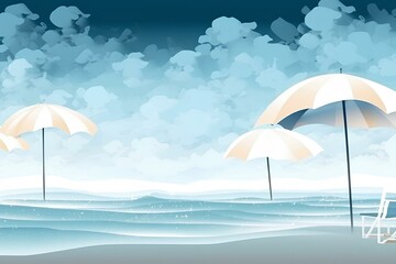 Poster - beach with umbrella