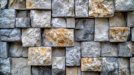 Modern decorative wall made of natural stone blocks : Generative AI