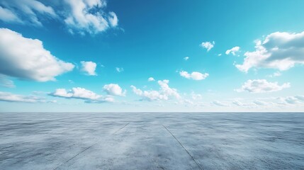Poster - Beautiful Horizon Blue Sky with Subtle Clouds Background and Empty Floor : Generative AI