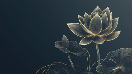 elegant lotus flower illustration with a dark background, capturing serenity and beauty in digital a