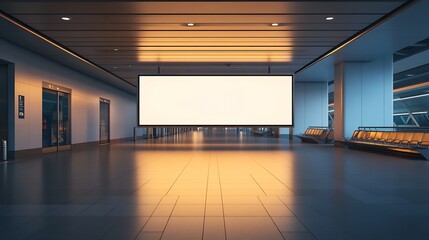 Poster - Blank advertising billboard at airportmockup poster media template ads display : Generative AI