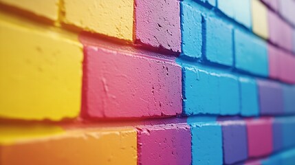 Leinwandbilder - Color brick wall as background banner design : Generative AI