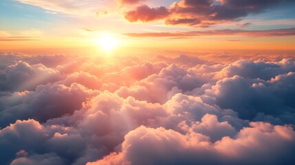 Poster - majestic morning colorful sunlight brush in air heavenly light reflected on fluffy clouds in golden time bright sun beams rays over panoramic view in summer gorgeous season freedom n p : Generative AI