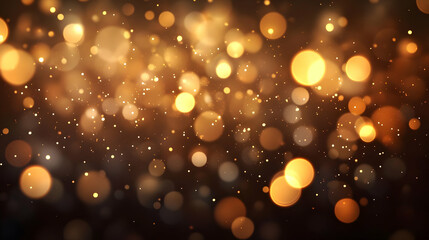 Canvas Print - Abstract golden bokeh background with blurred circles and lights.