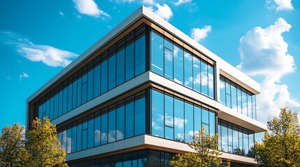 Poster - Modern business building in sunny day : Generative AI