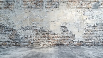Aufkleber - Abstract wide brick  wall texturewhite wall and floor interior backdrop for design art work : Generative AI