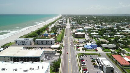 Wall Mural - Flying along scenic A1A roadway in Indian Harbour Beach on the Space Coast in Brevard County, Florida