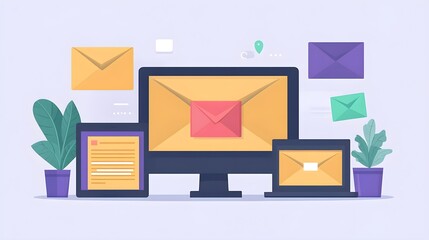 Wall Mural - flat design of a responsive website header that maintains visual impact across devices