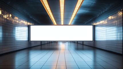 Poster - Indoor outdoor city light mall shop template Blank billboard mock up in a subway station underground interior Urban light box inside advertisement metro airport horizonatal : Generative AI