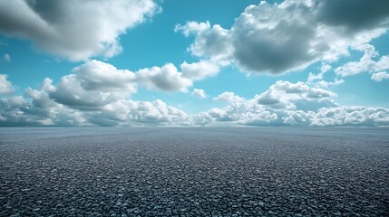 Canvas Print - Sky Background Horizon with Dramatic Clouds and Empty Dark Asphalt Street Floor : Generative AI