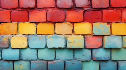Leinwandbilder - Color brick wall as background banner design : Generative AI