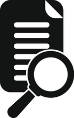 Wall Mural - simple vector icon of a magnifying glass examining a document, representing the concept of analyzing