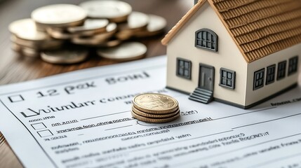 Poster - Loan application form paper with money coin and loan house model on table Loan business finance economy commercial real estate investments Home loan concept : Generative AI