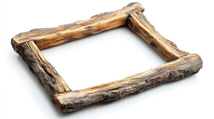 Aufkleber - Wooden picture frame Old rustic wooden frame isolated on white background : Generative AI