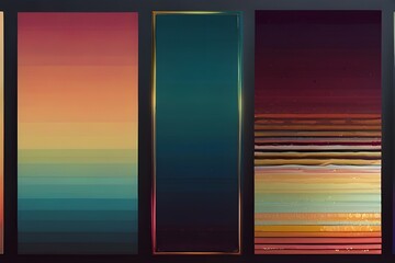 Poster - Retro Gradient Background Set Generative AI