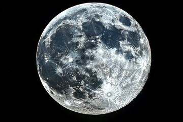 full moon close-up on a black background, high-definition photography