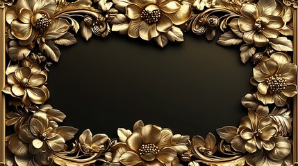 Aufkleber - Ornamental bordered golden frame Floral frameDecorative creative golden frame : Generative AI