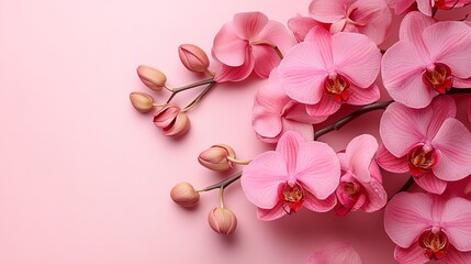 Sticker - pink orchid flowers on a pink background