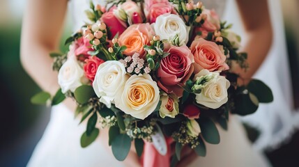 Poster - wedding bouquet with roses 