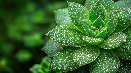 Canvas Print - Dew Drops on Succulent Plant Leaves