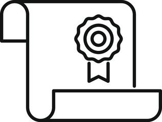 Sticker - Line art vector icon of a diploma with a stamp, representing graduation, education, and achievement