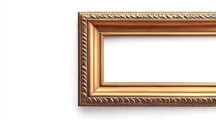 Aufkleber - Antique Gold Brown Classic Old Vintage Wooden Rectangle mockup canvas frame isolated on white Blank and diverse subject molding baguette Design element use for paint mirror or photo : Generative AI