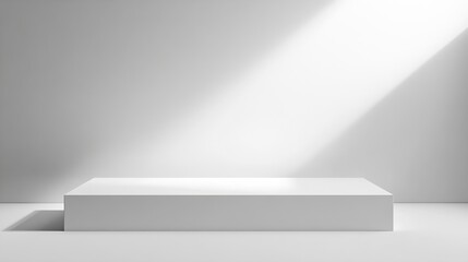 Fototapete - Empty white abstract table  platform with empty space for product placement and design solutions blank illuminated white background blank bright step platform white background : Generative AI