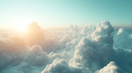 Poster - White and grey cumulus clouds floating in sunny sky after storm with natural sunlight Dramatic cloudscape fluffy cloudy scene outdoor environment Abstract nature background Freedom con : Generative AI