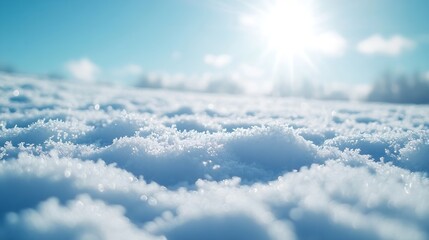 Aufkleber - WHITE SNOW IN SUN LIGHT ON LIGHT BLUE FROSTY SKY BRIGHT WINTER BACKDROP BACKGROUND WITH EMPTY SNOWY FIELD SPACE FOR MONTAGE OR DISPLAY COLD NATURE LANDSCAPE : Generative AI