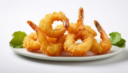 Shrimp tempura with white background isolated