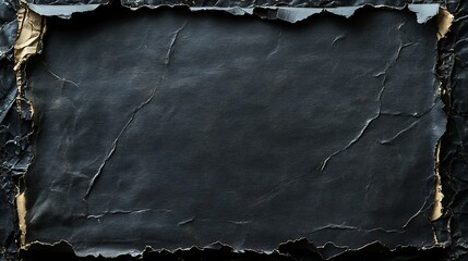 Aufkleber - Old Black Empty Aged Vintage Retro Damaged Paper Cardboard Photo Card Blank Frame Front and Back Side Rough Grunge Shabby Scratched Texture Distressed Overlay Surface for Collage High  : Generative AI
